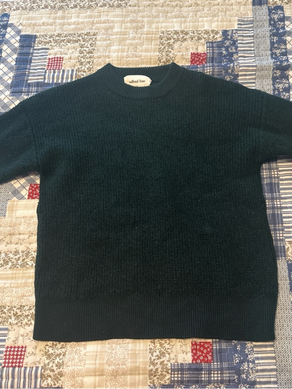 Wilfred Aritzia women’s Forest Green Textured Crewneck Sweater
